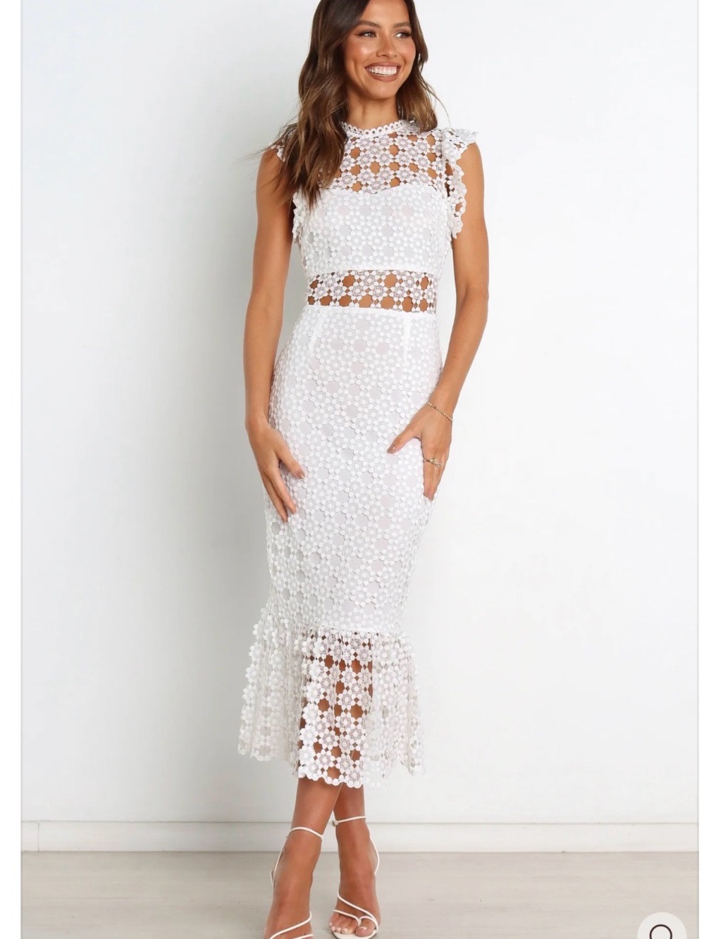 Petal & Pup Lauren Dress White Lace Midi Dress Size 4  Bridal Shower Wedding - Picture 10 of 13
